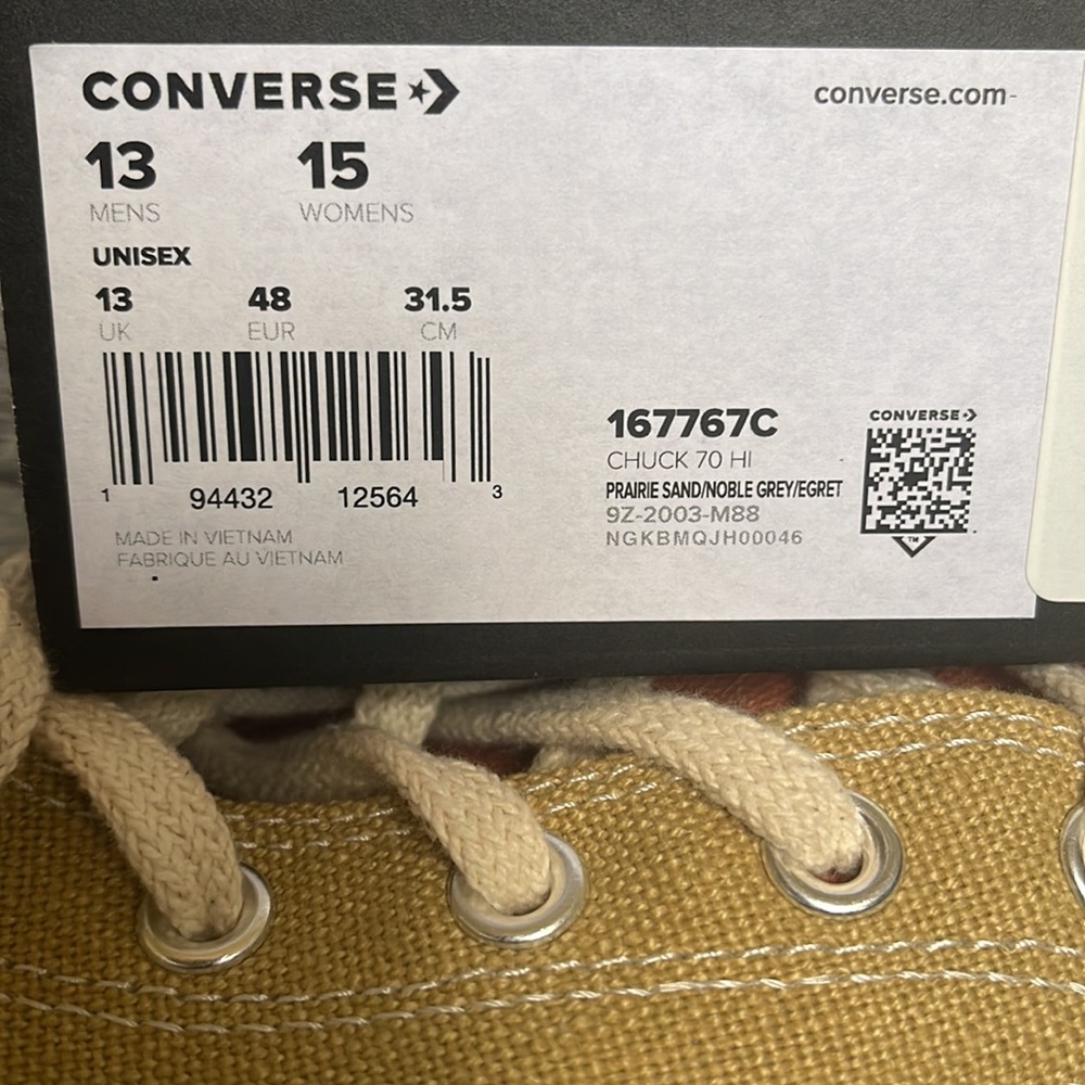 Converse Chuck Taylor 70 All Star Hi Prairie Sand/Noble Grey/Egret mens - Picture 16 of 16